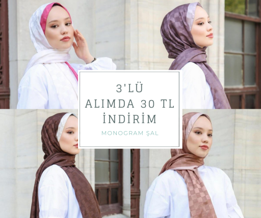 Monogram Şal 3 Adet 780 TL Yerine 750 TL